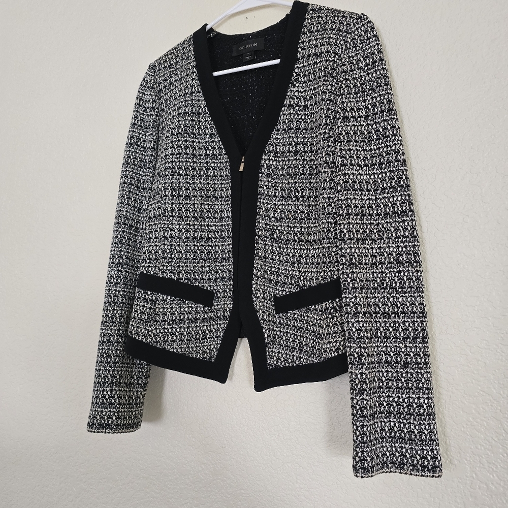 St.John Caviar Jacket Off-White/Black Size 12 - Picture 6 of 9